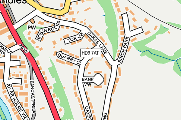 HD9 7AT map - OS OpenMap – Local (Ordnance Survey)