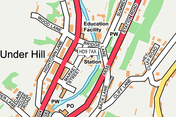 HD9 7AX map - OS OpenMap – Local (Ordnance Survey)