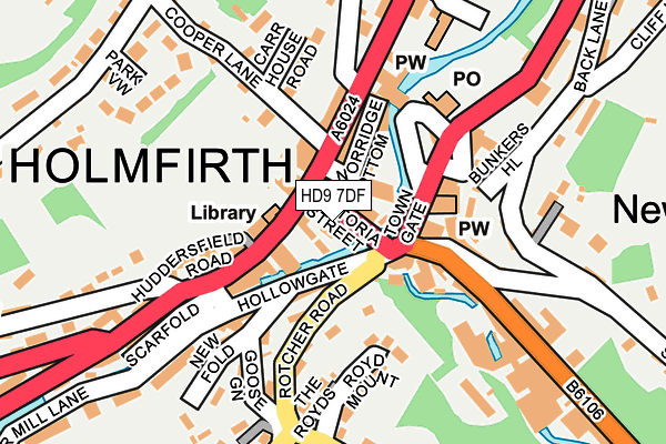 HD9 7DF map - OS OpenMap – Local (Ordnance Survey)