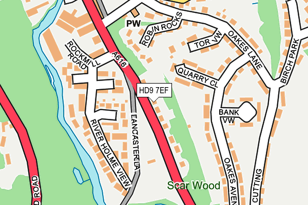 HD9 7EF map - OS OpenMap – Local (Ordnance Survey)