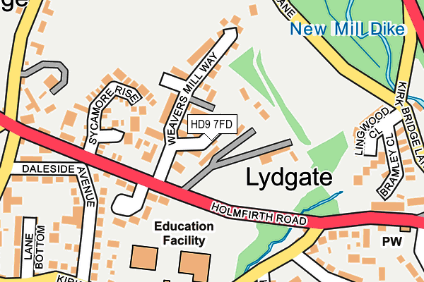 HD9 7FD map - OS OpenMap – Local (Ordnance Survey)