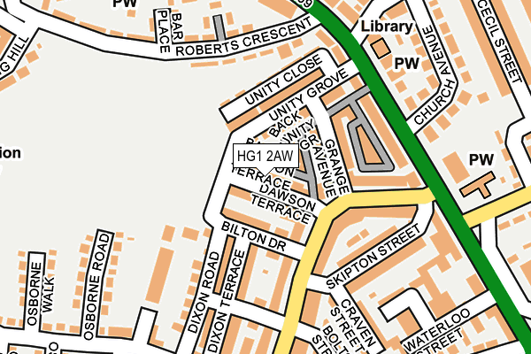 HG1 2AW map - OS OpenMap – Local (Ordnance Survey)