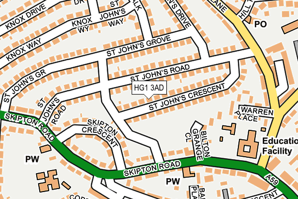 HG1 3AD map - OS OpenMap – Local (Ordnance Survey)