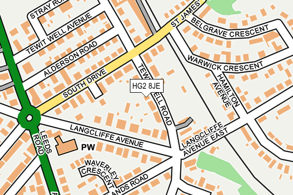 HG2 8JE map - OS OpenMap – Local (Ordnance Survey)