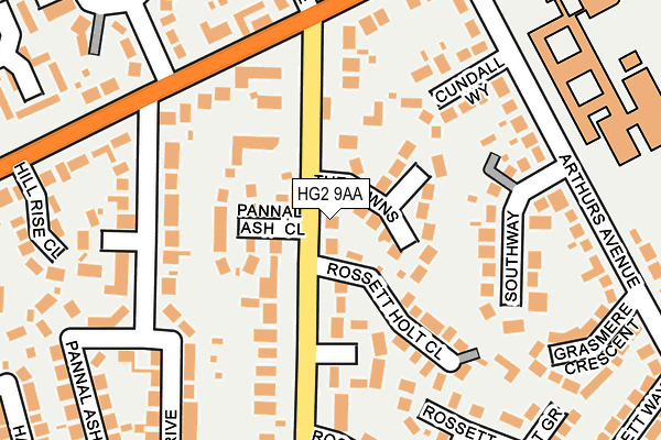 HG2 9AA map - OS OpenMap – Local (Ordnance Survey)