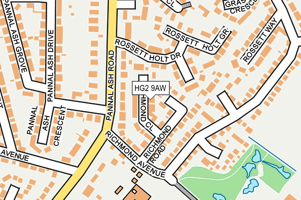 HG2 9AW map - OS OpenMap – Local (Ordnance Survey)