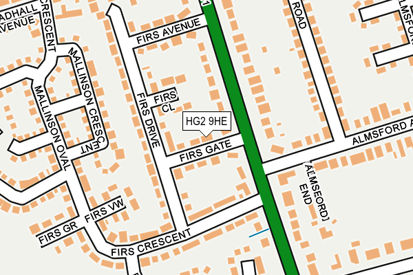 HG2 9HE map - OS OpenMap – Local (Ordnance Survey)