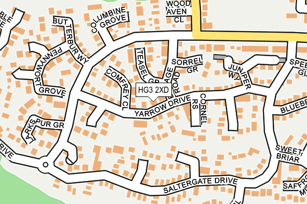 HG3 2XD map - OS OpenMap – Local (Ordnance Survey)