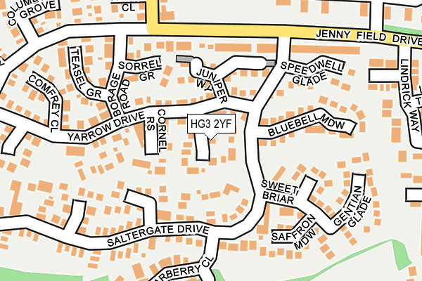 HG3 2YF map - OS OpenMap – Local (Ordnance Survey)