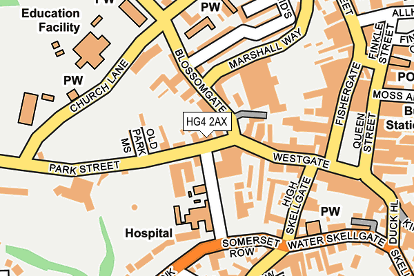 HG4 2AX map - OS OpenMap – Local (Ordnance Survey)