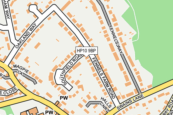HP10 9BP map - OS OpenMap – Local (Ordnance Survey)