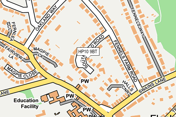 HP10 9BT map - OS OpenMap – Local (Ordnance Survey)