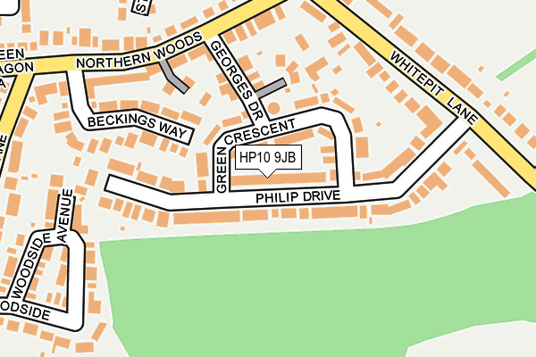 HP10 9JB map - OS OpenMap – Local (Ordnance Survey)