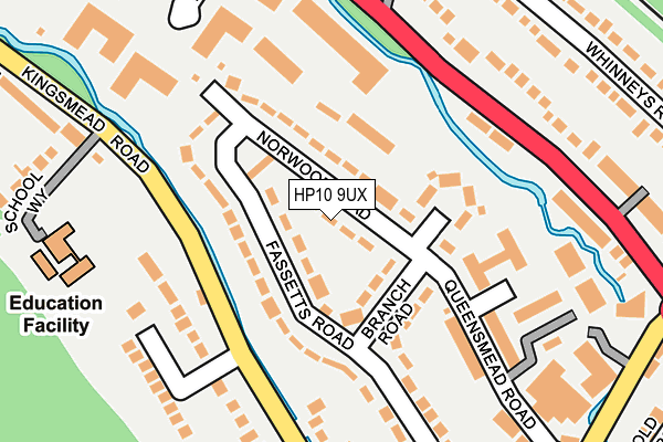 HP10 9UX map - OS OpenMap – Local (Ordnance Survey)