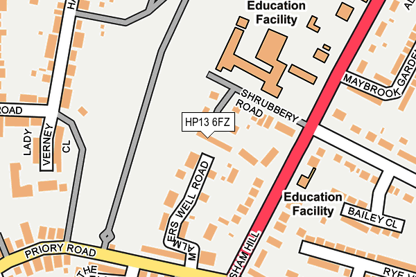 HP13 6FZ map - OS OpenMap – Local (Ordnance Survey)