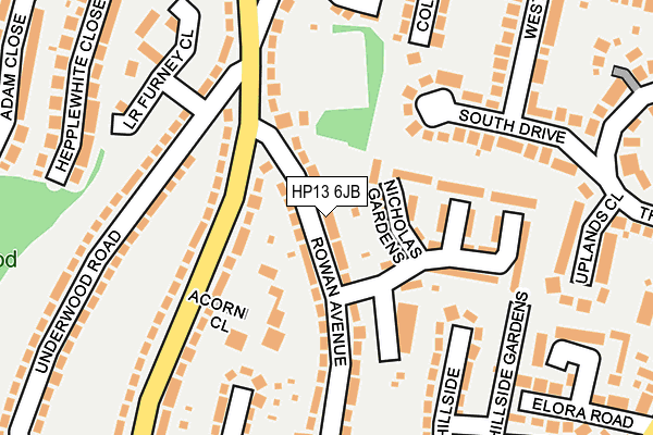 HP13 6JB map - OS OpenMap – Local (Ordnance Survey)