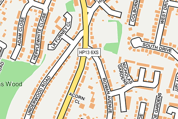 HP13 6XS map - OS OpenMap – Local (Ordnance Survey)