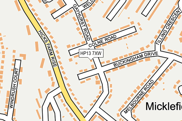 HP13 7XW map - OS OpenMap – Local (Ordnance Survey)