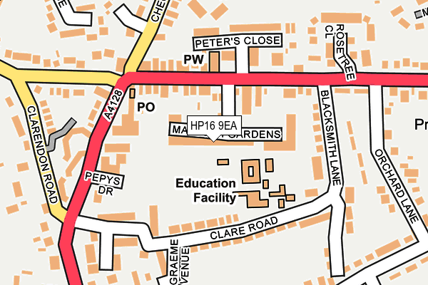 HP16 9EA map - OS OpenMap – Local (Ordnance Survey)