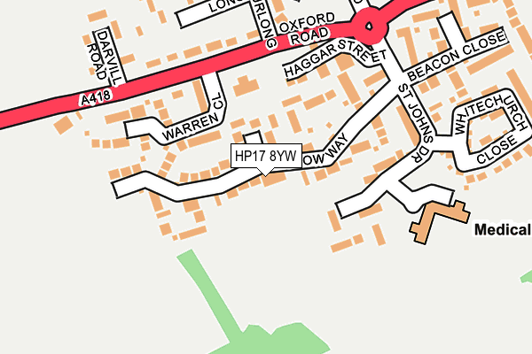 HP17 8YW map - OS OpenMap – Local (Ordnance Survey)
