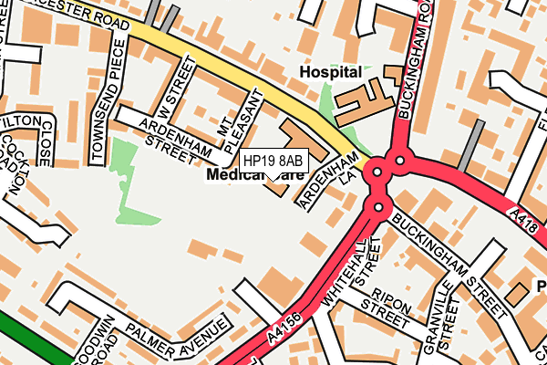 HP19 8AB map - OS OpenMap – Local (Ordnance Survey)