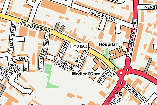 HP19 8AD map - OS OpenMap – Local (Ordnance Survey)
