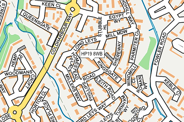 HP19 8WB map - OS OpenMap – Local (Ordnance Survey)