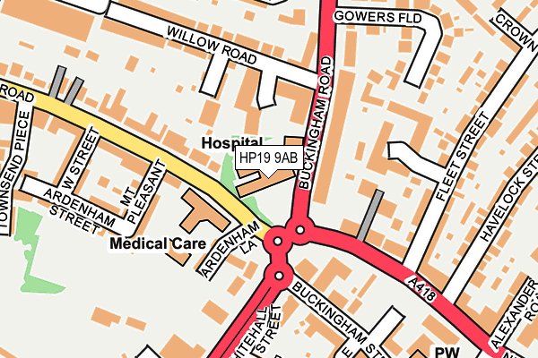 HP19 9AB map - OS OpenMap – Local (Ordnance Survey)