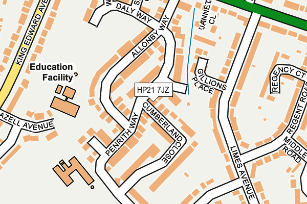 HP21 7JZ map - OS OpenMap – Local (Ordnance Survey)