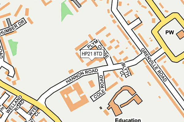 HP21 8TD map - OS OpenMap – Local (Ordnance Survey)