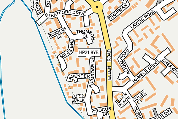 HP21 8YB map - OS OpenMap – Local (Ordnance Survey)