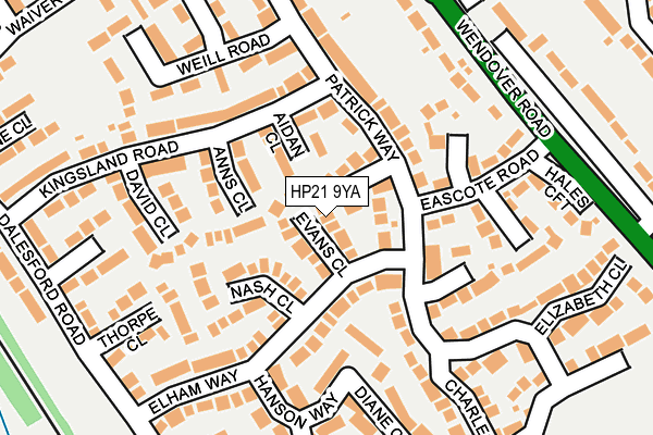 HP21 9YA map - OS OpenMap – Local (Ordnance Survey)