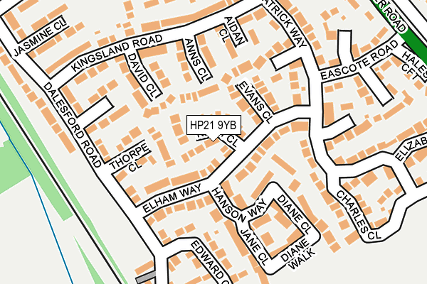 HP21 9YB map - OS OpenMap – Local (Ordnance Survey)