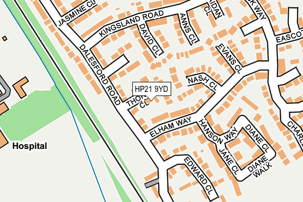 HP21 9YD map - OS OpenMap – Local (Ordnance Survey)