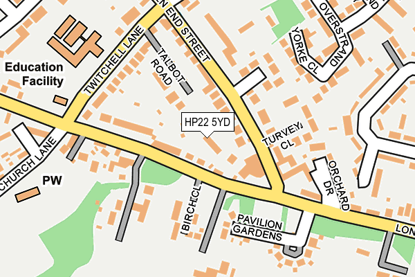 HP22 5YD map - OS OpenMap – Local (Ordnance Survey)