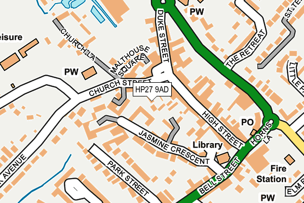 HP27 9AD map - OS OpenMap – Local (Ordnance Survey)