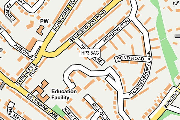 HP3 8AG map - OS OpenMap – Local (Ordnance Survey)