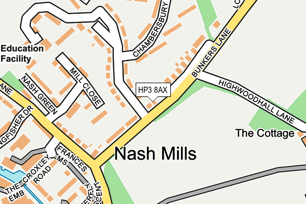 HP3 8AX map - OS OpenMap – Local (Ordnance Survey)