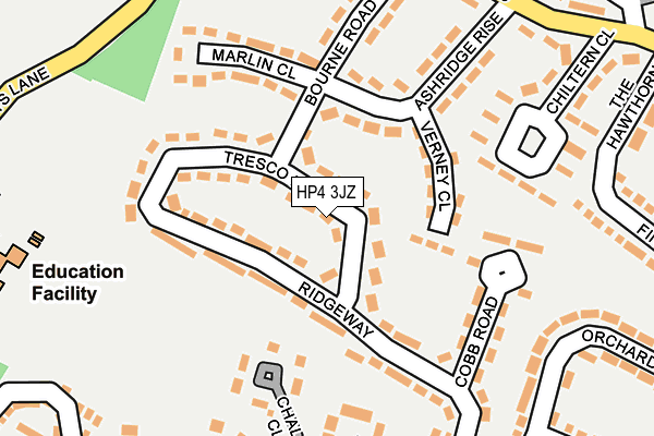 HP4 3JZ map - OS OpenMap – Local (Ordnance Survey)