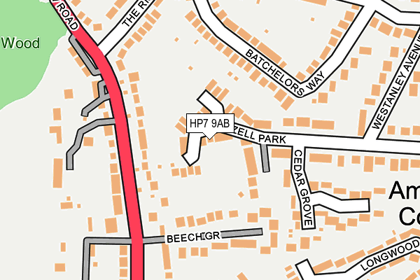 HP7 9AB map - OS OpenMap – Local (Ordnance Survey)