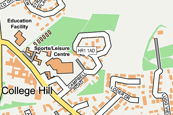 HR1 1AD map - OS OpenMap – Local (Ordnance Survey)