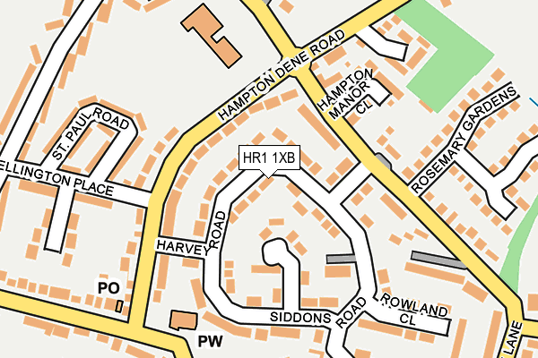 HR1 1XB map - OS OpenMap – Local (Ordnance Survey)