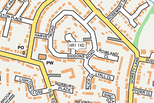 HR1 1XD map - OS OpenMap – Local (Ordnance Survey)