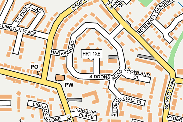 HR1 1XE map - OS OpenMap – Local (Ordnance Survey)