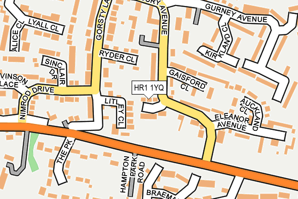 HR1 1YQ map - OS OpenMap – Local (Ordnance Survey)