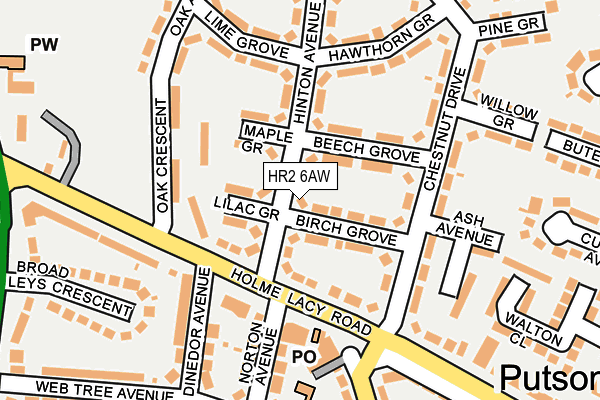 HR2 6AW map - OS OpenMap – Local (Ordnance Survey)
