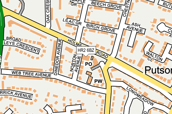 HR2 6BZ map - OS OpenMap – Local (Ordnance Survey)