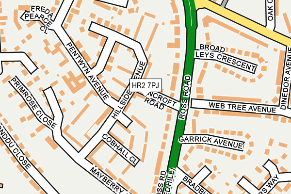 HR2 7PJ map - OS OpenMap – Local (Ordnance Survey)