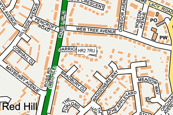 HR2 7RU map - OS OpenMap – Local (Ordnance Survey)