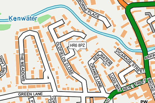 HR6 8PZ map - OS OpenMap – Local (Ordnance Survey)